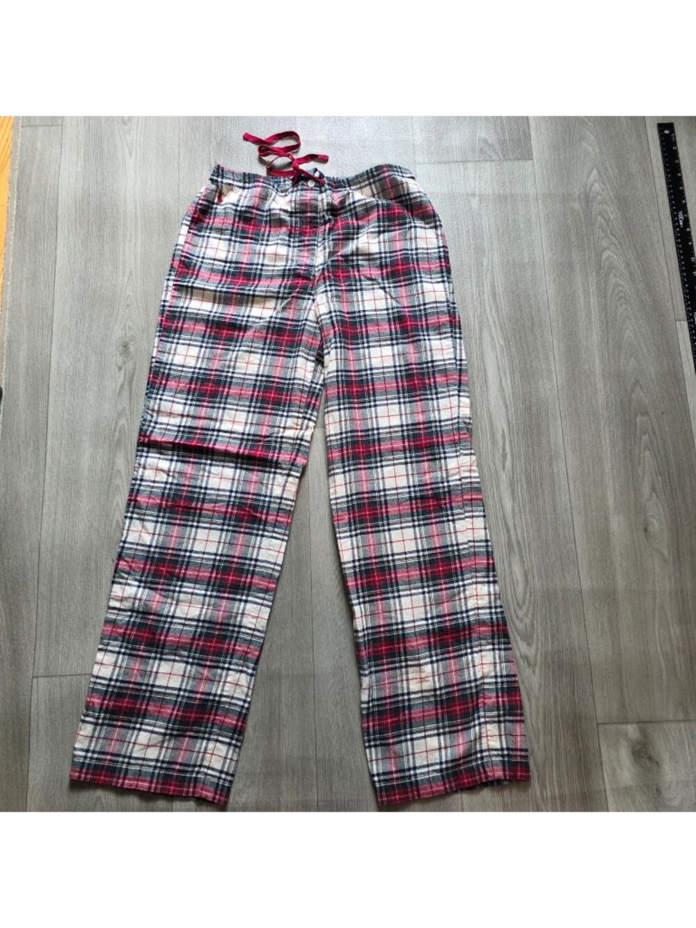 Ralph Lauren Red Plaid Flannel Pajama Pants With Drawstring Waist Size Small